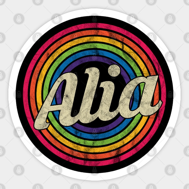 Alia - Retro Rainbow Faded-Style Sticker by MaydenArt